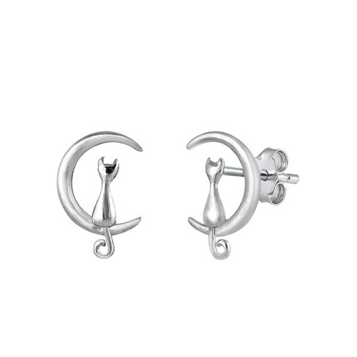 SS Cat on Moon Earrings