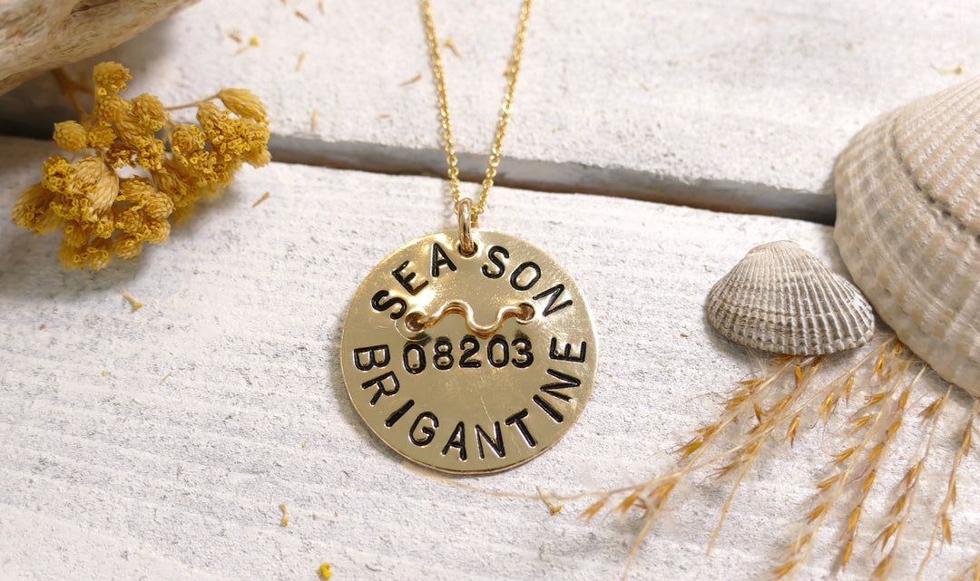 14k gold-filled - Brigantine Beach Badge Necklace