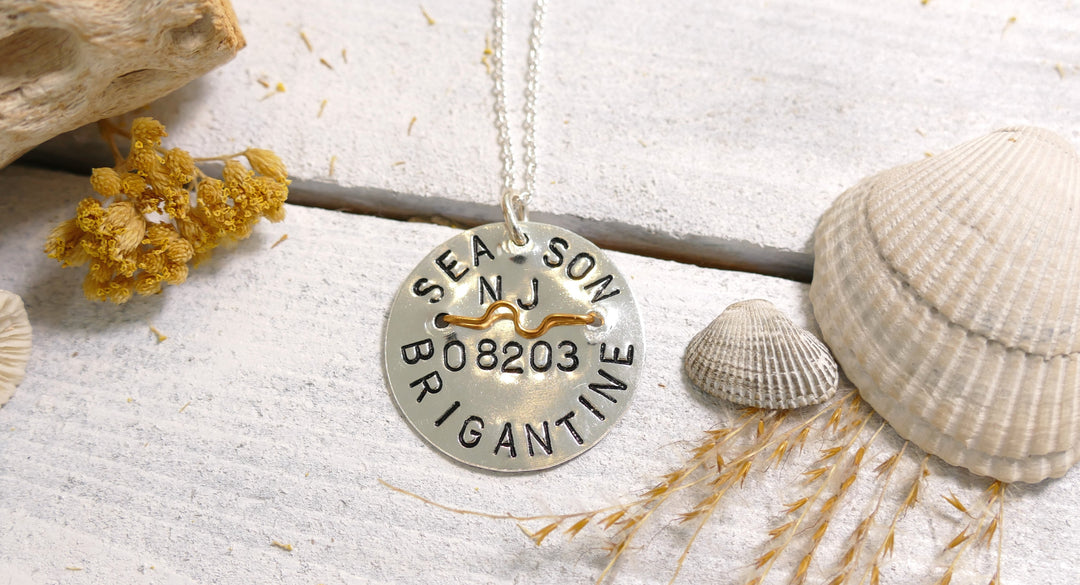 Sterling Silver - Brigantine Beach Badge Necklace