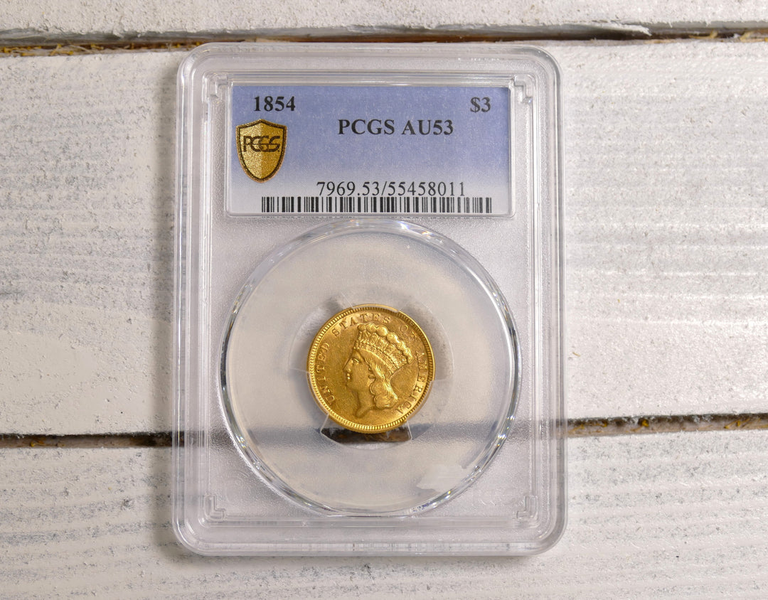 U.S 1854 3 dollar gold coin Philadelphia Mint