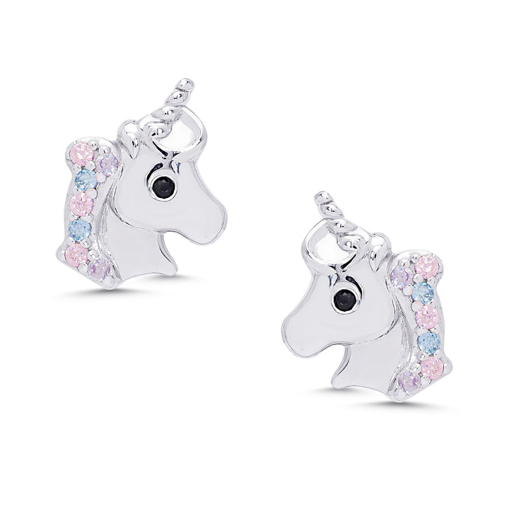 CZ Unicorn Stud Earrings in St