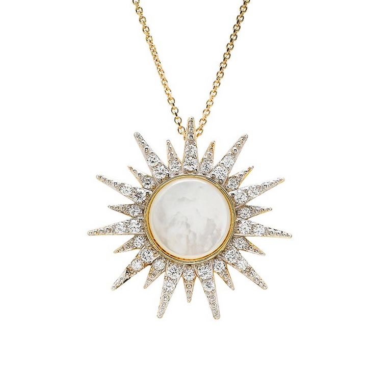 Ocean - 14k - Yellow Gold Lab Grown Diamond Sun Necklace