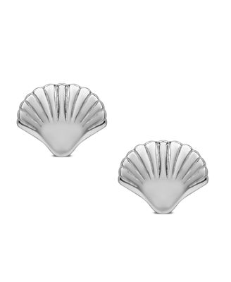 Lily Nily - Sterling Silver - Silver Shell Stud Earrings