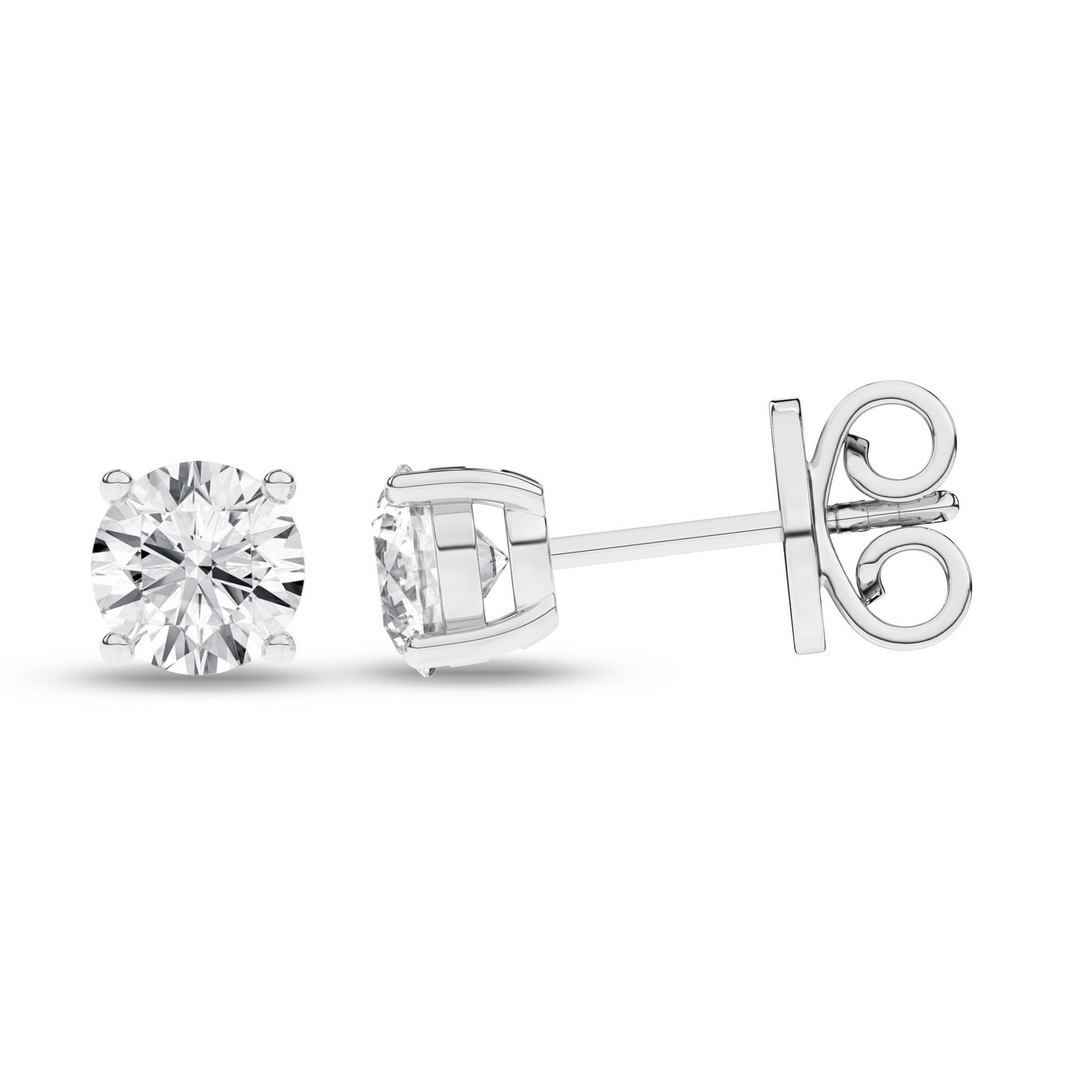 14k White Gold 0.75ctw Lab Grown Diamond Round Stud Solitaire Earrings