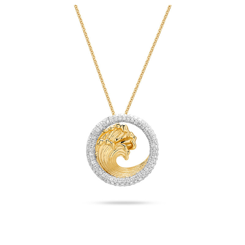 14kt Gold Lab Diamond Wave Nec