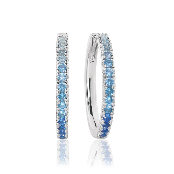 Sif Jakobs - Sterling Silver - "Ellera Grande" Blue Gradient Cubic Zirconia Hoop Earrings