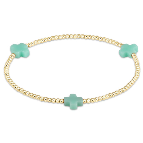 enewton - Beaded Bracelet Signature Cross Mint 3mm Gold-Filled Bracelet (Standard 6.25")