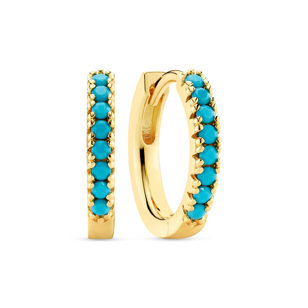 Sif Jakobs - Sterling Silver - Gold Plated "Ellera Medio" Turquoise Hoop Earrings