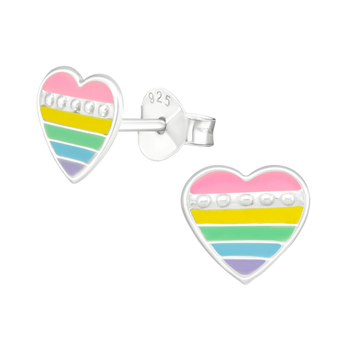 RAINBOW HEART STUD SS