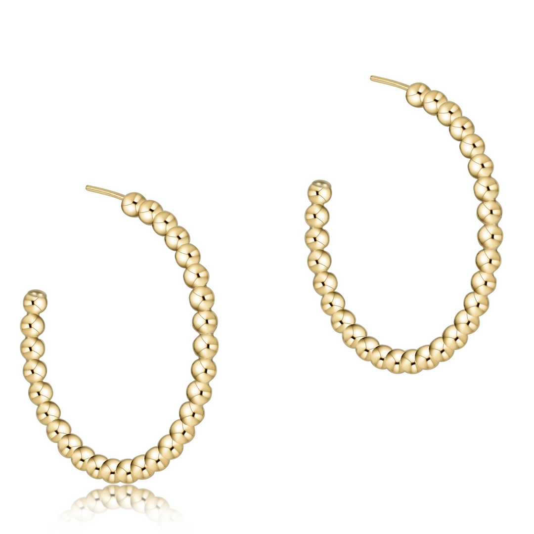 enewton - 14k gold-filled - Yellow Gold 4mm Beaded Classic Hoop Earrings 1.25"