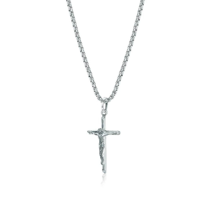 Italgem Steel - Silver IP S. Steel Jesus 22" Cross Chain