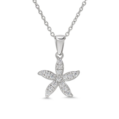 CZ Starfish Necklace in Sterli