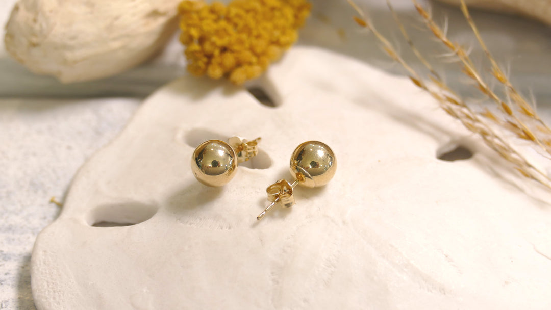 14k Yellow Gold 7mm Ball Stud Earrings