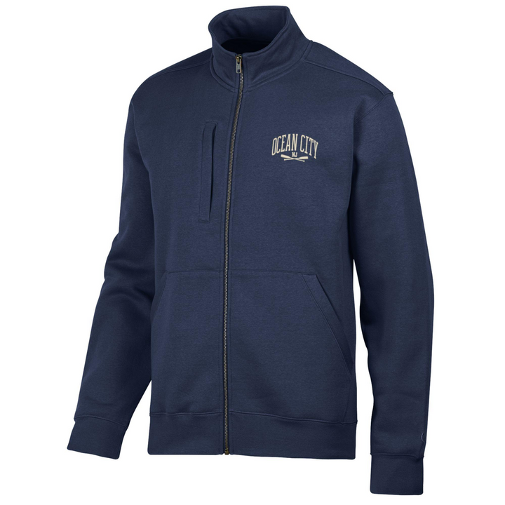 GEAR - Long Sleeve Full Zip Cadet Collar Front Pocket OC Oar Sweatshirt - Navy
