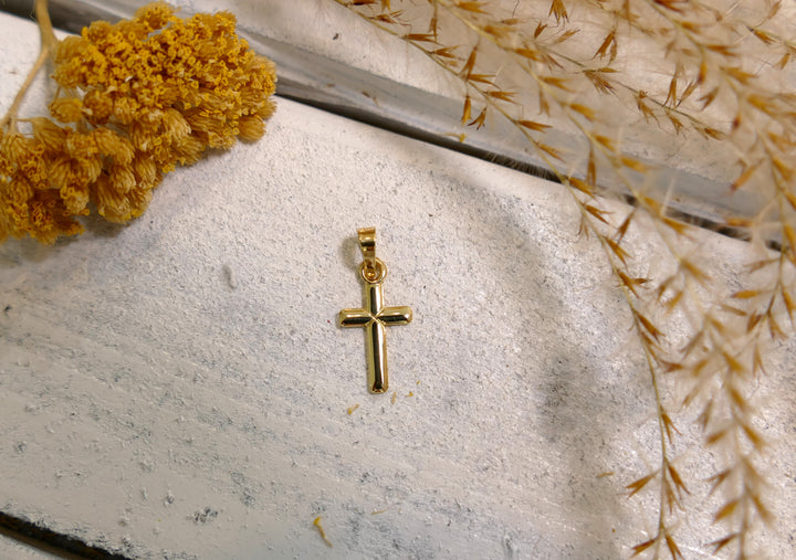 14k Yellow Gold Cross Pendant 4mm Bail (Chain not Included)