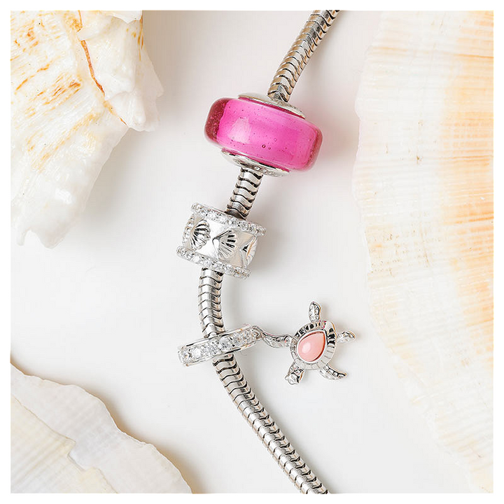 Ocean - Sterling Silver - Fuschia Bead Charm