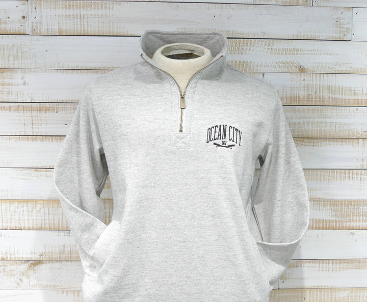 GEAR - Long Sleeve 1/4 Zip Cadet Collar OC Oars Sweatshirt - Heather Gray