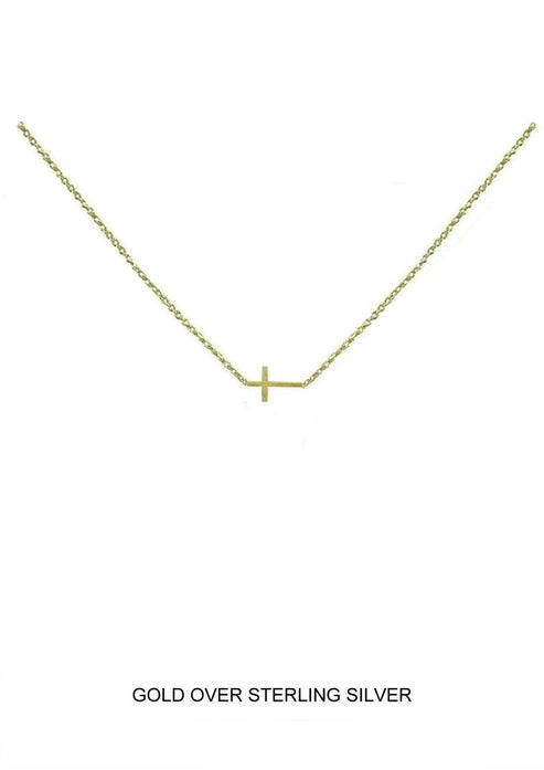 TINY SIDEWAYS CROSS SATIN GOLD