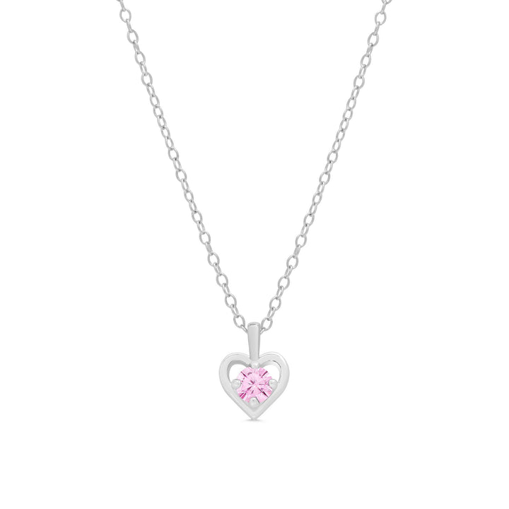 pink cz heart pendant in sterl