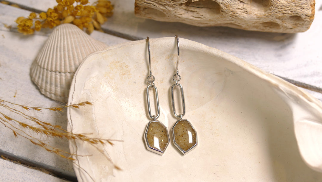 Dune - Sterling Silver - "Rock & Tide" Ocean City Beach Sand Drop Earrings