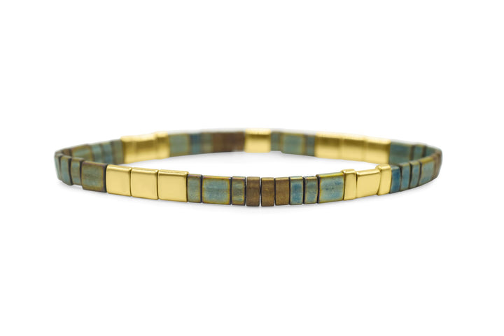 Stia Couture - - Gold "Survivor" Tila Bead Stretch Bracelet