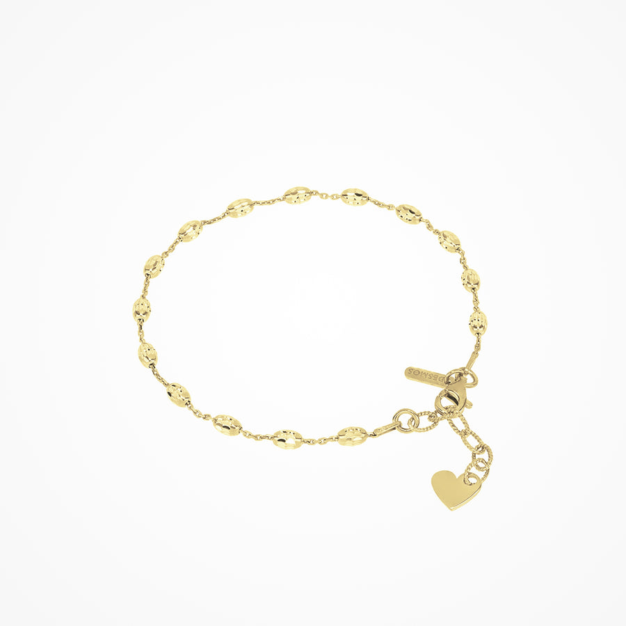 Desmos - Sterling Silver - 18K Gold Plated Bead Anklet 9"
