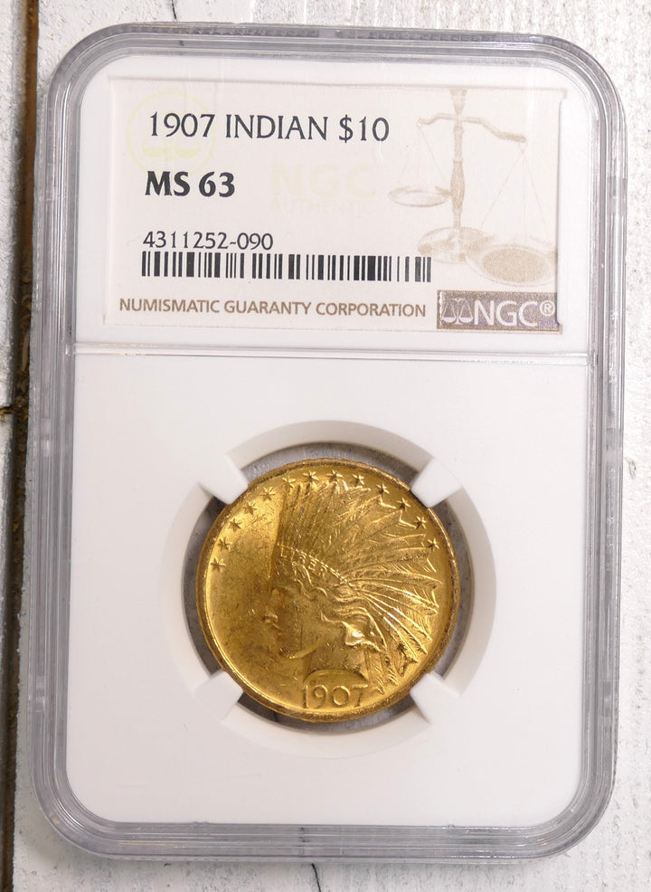 US 1907 $10 indian gold coin Philadelphia Mint