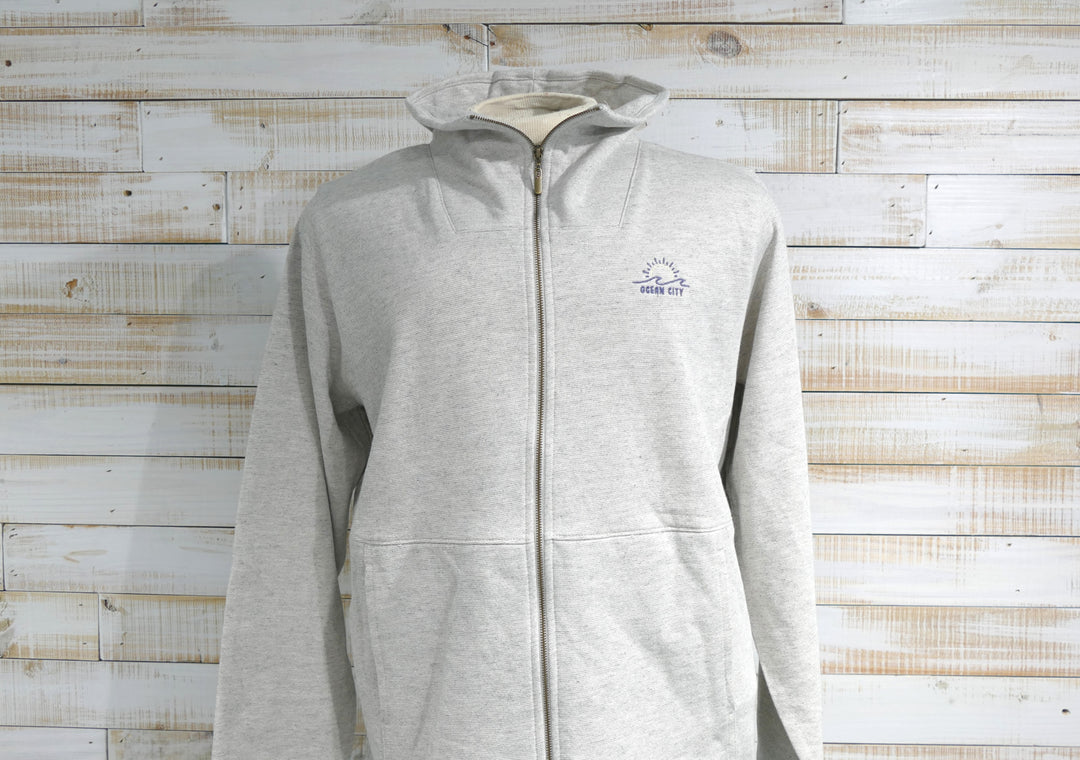 Gear - Long Sleeve Full Zip Cadet Collar OC Sun & Wave Sweatshirt - Gray (Extra Large)
