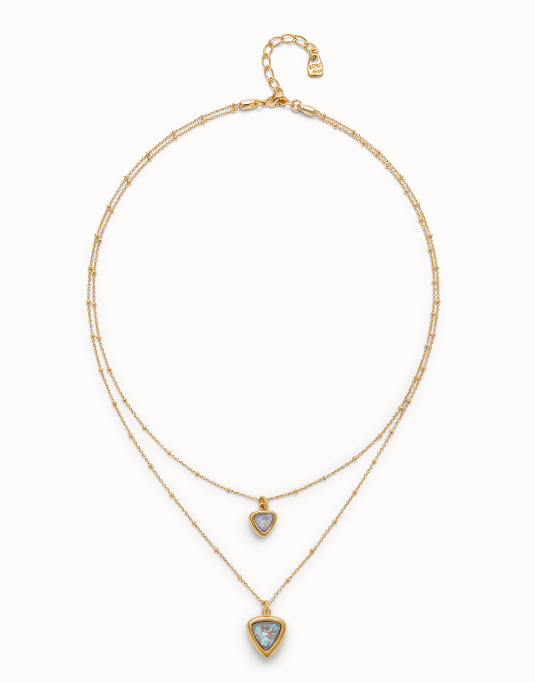 Uno de 50 - - 18K Gold Plated Double Chain - Multicolor Triangular Crystal Necklace 41-54cm