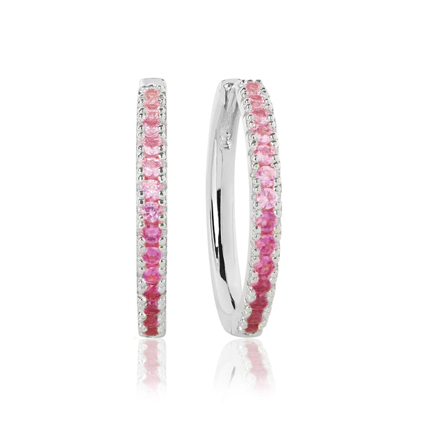 Sif Jakobs - Sterling Silver - "Ellera Grande" Pink Gradient Cubic Zirconia Hoop Earrings