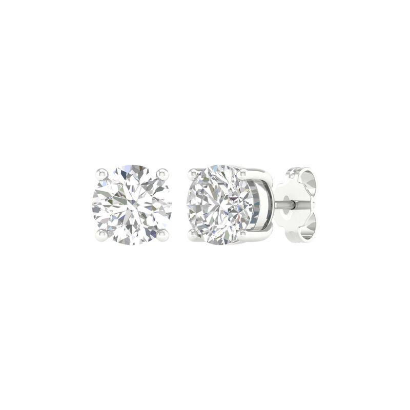 14k White Gold 3ct Lab Grown Diamond Round Stud Earrings