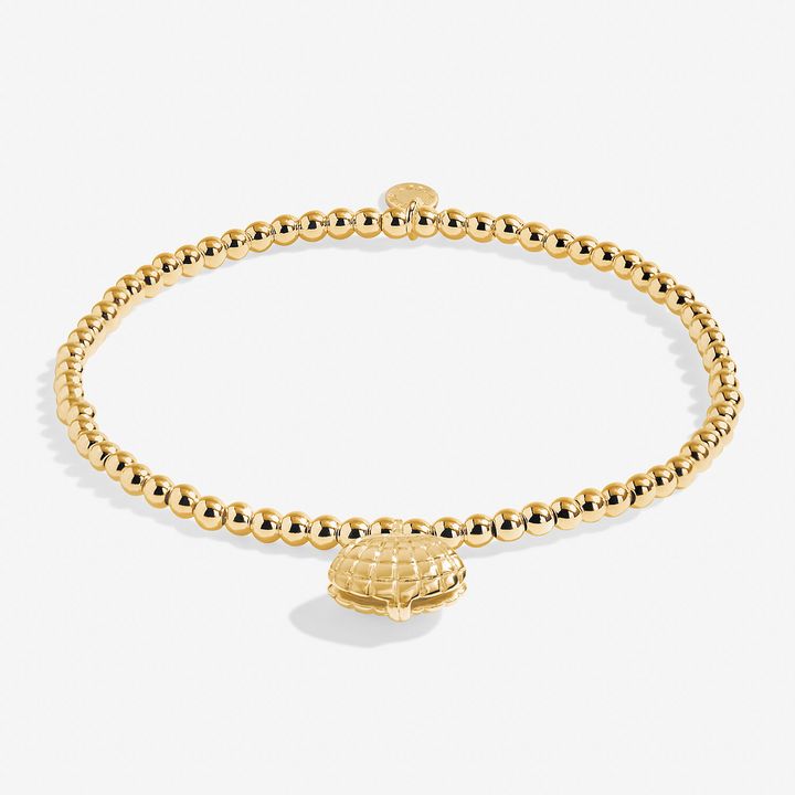 A Little & Co - Brass - Gold - World Is Your Oyster - Stretch Beaded Bracelet 6 7/8"