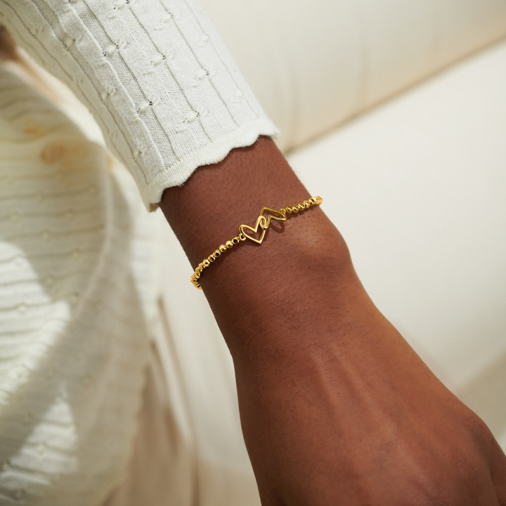 A Little & Co - Brass - Gold - Happy Birthday - Heart Paperclip Beaded Bracelet 6 7/8"