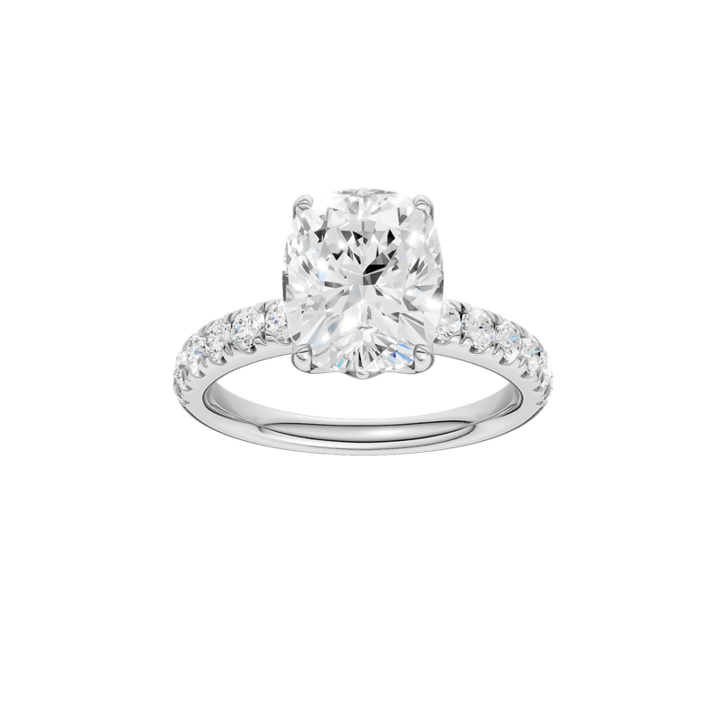 14k White Gold 3.00ct - 3.50ctw Lab Grown Diamond Cushion Ring