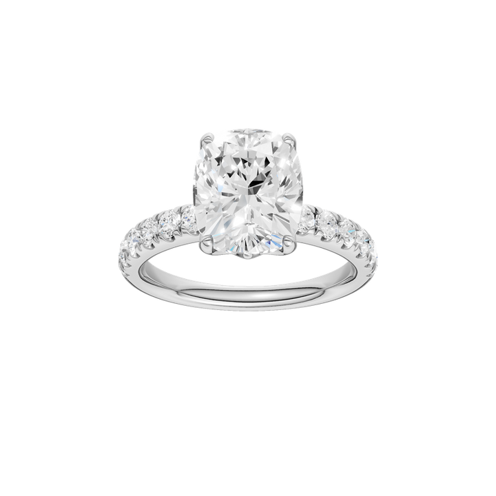 14k White Gold 3.00ct - 3.50ctw Lab Grown Diamond Cushion Ring