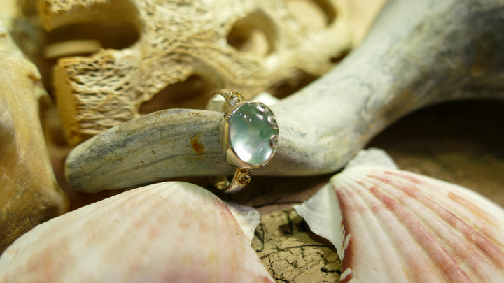 SS & 22k vermeil ring AZMOPQ,