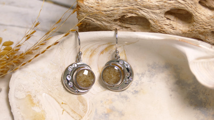 Dune - Sterling Silver - "New Moon" Crystal Ocean City Beach Sand Drop Earrings