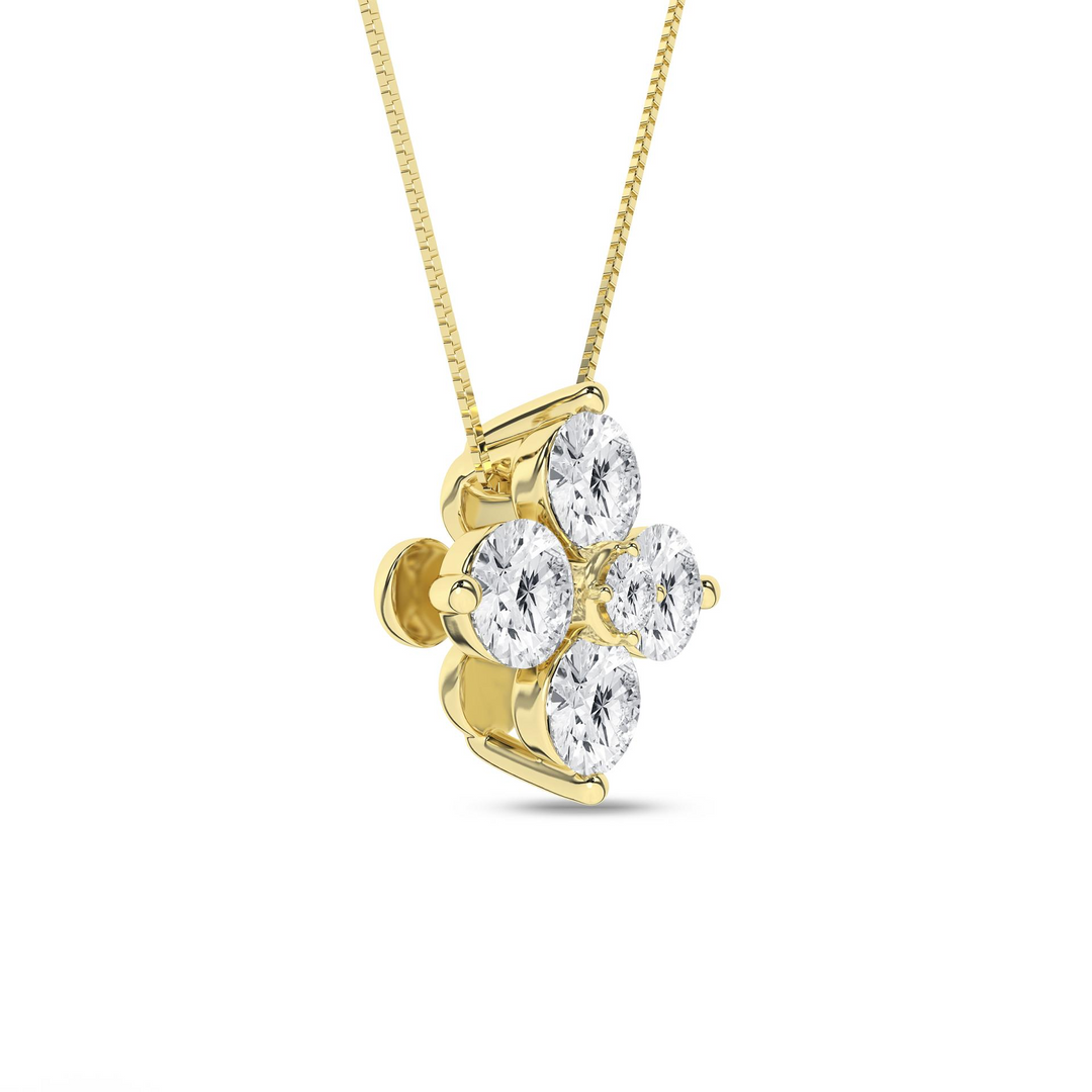 14k Yellow Gold Lab Grown Diamond 0.5ctw - Flower Petals Necklace