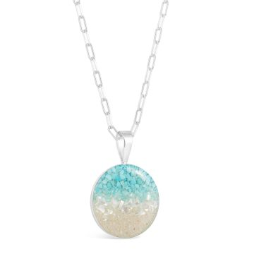 Dune - Sterling Silver - Marina 25mm Turquoise Gradient Round Ocean City Beach Sand Necklace