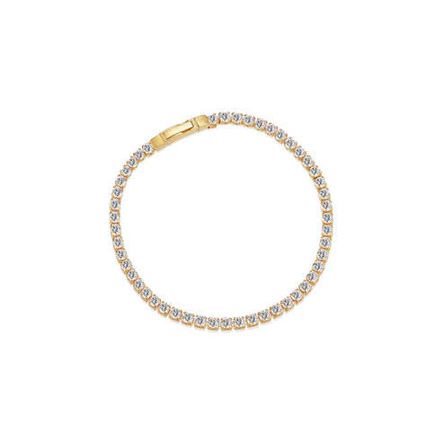 Sif Jakobs - Sterling Silver - 18K Gold Plated "Ellera Grande" Clear 3mm Cubic Zirconia Tennis Bracelet (17c,/6.69")