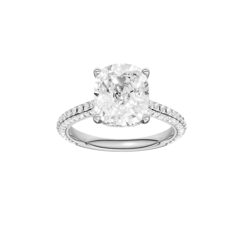 14k White Gold 3.00ct - 3.66 tw Lab Grown Diamond Cushion Ring