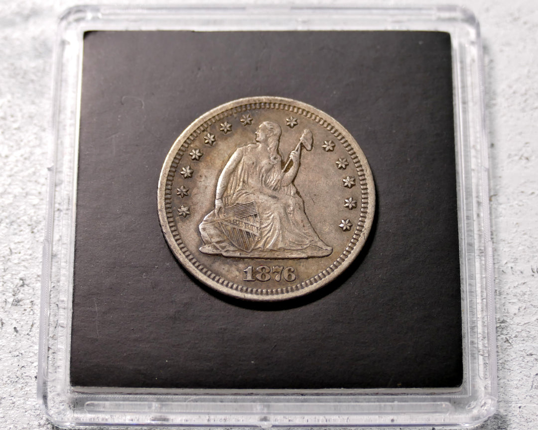 United States 1876-S Seated Liberty Quarter AU 50