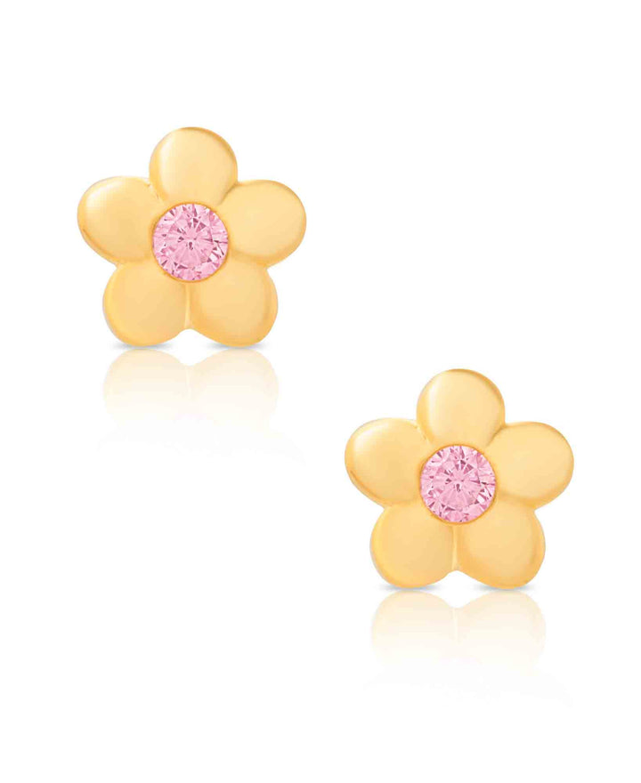 Flower CZ Stud Earrings in 18K