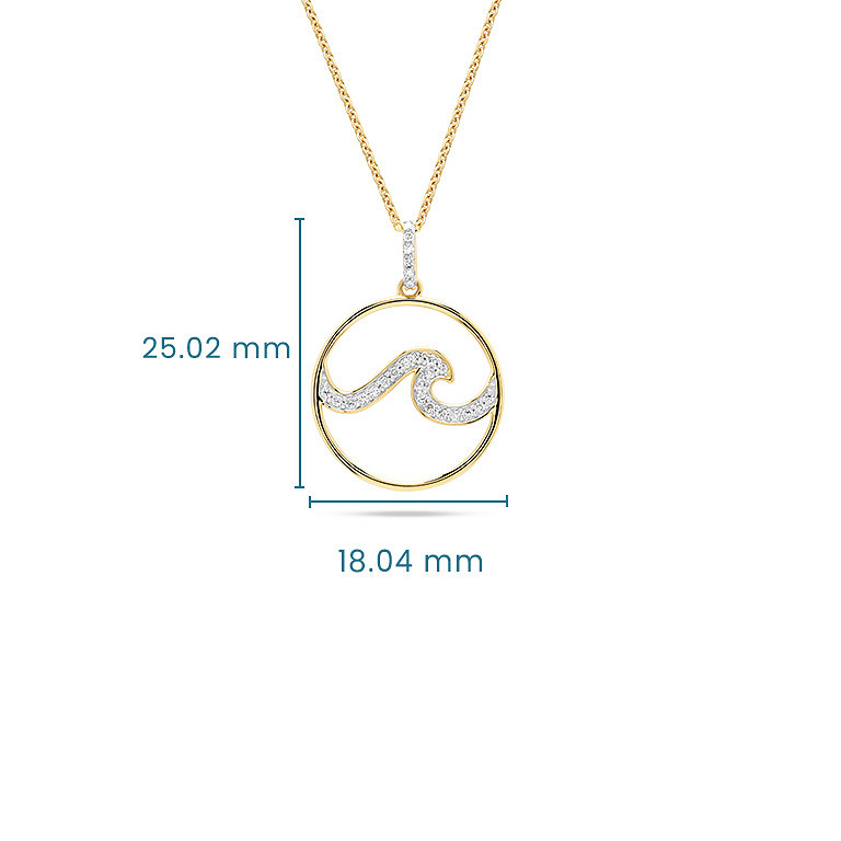 14kt Gold Lab Diamond Wave Nec