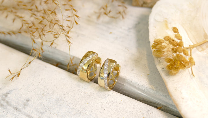 14k Yellow Gold 0.38ct Diamonds Huggie Earrings