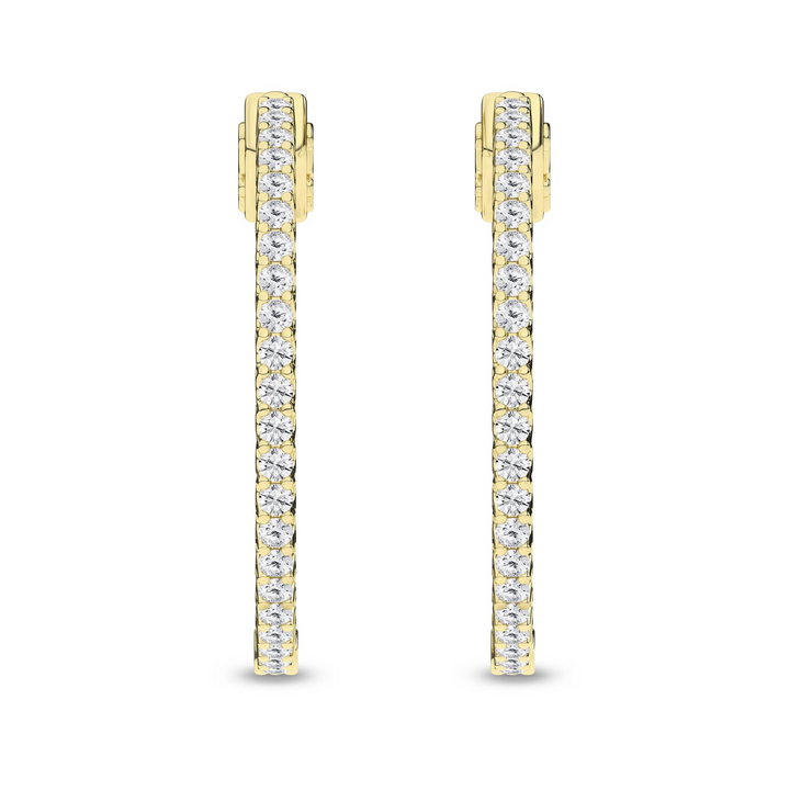 14k Yellow Gold 1ctw Lab Grown Diamond Round Medium Hoop In & Out Earrings