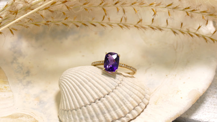 10k Yellow Gold Amethyst Ring (Size 7)