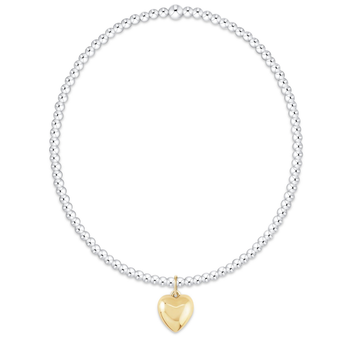 enewton - 14k gold-filled - Two Tone Small Love Plush Charm 2mm Heart Bracelet