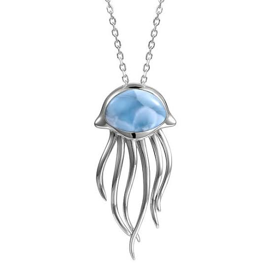 Sterling Silver - Larimar Dangle Jellyfish Pendant