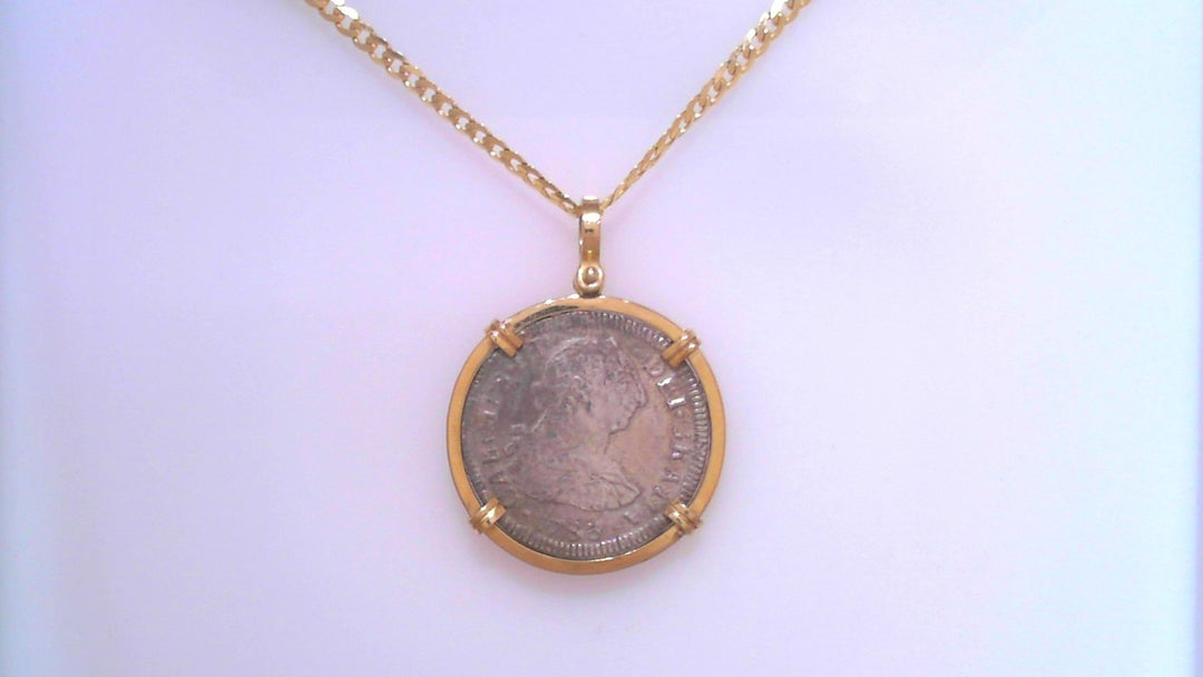 El Cazador shipwreck 2 reale coin necklace